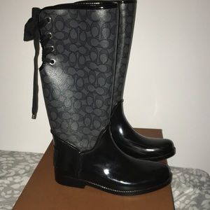 Black Coach rain boots